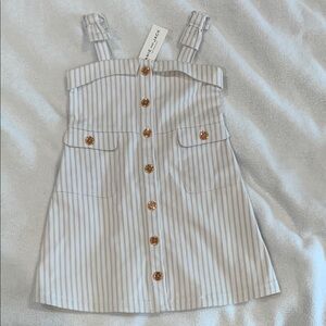 Janie & Jack NWT White and Gray Buttoned Sundress